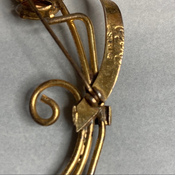 Vintage Coro Sterling Vermeil Wheat Brooch with Citrine Glass - Picture 11 of 13